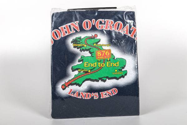 John O'Groats/Lands End coloured - End to End Map - Blue T Shirt