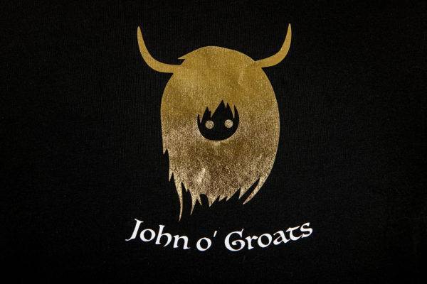 Highland Cow/John O Groats - Black T shirt